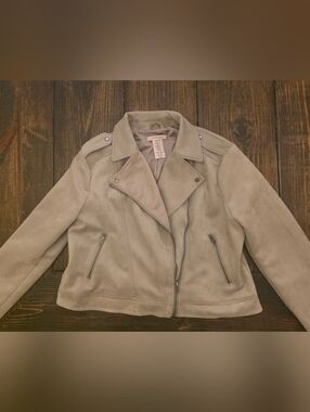 Philosophy Light Taupe Suede Moto Jacket